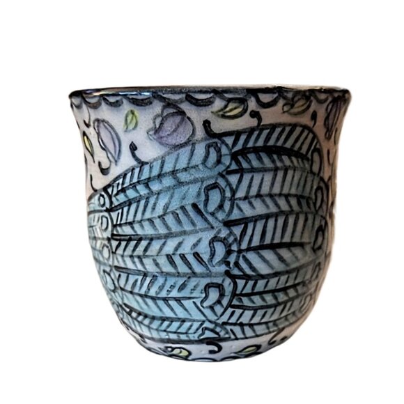 Hand Painted Studio Art Pottery Peacock 9oz Mug Cup - Picture 4 of 10